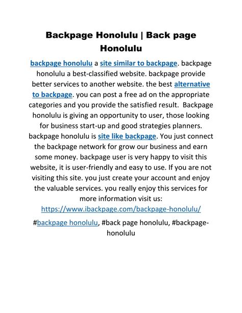 Back page honolulu. Things To Know About Back page honolulu. 